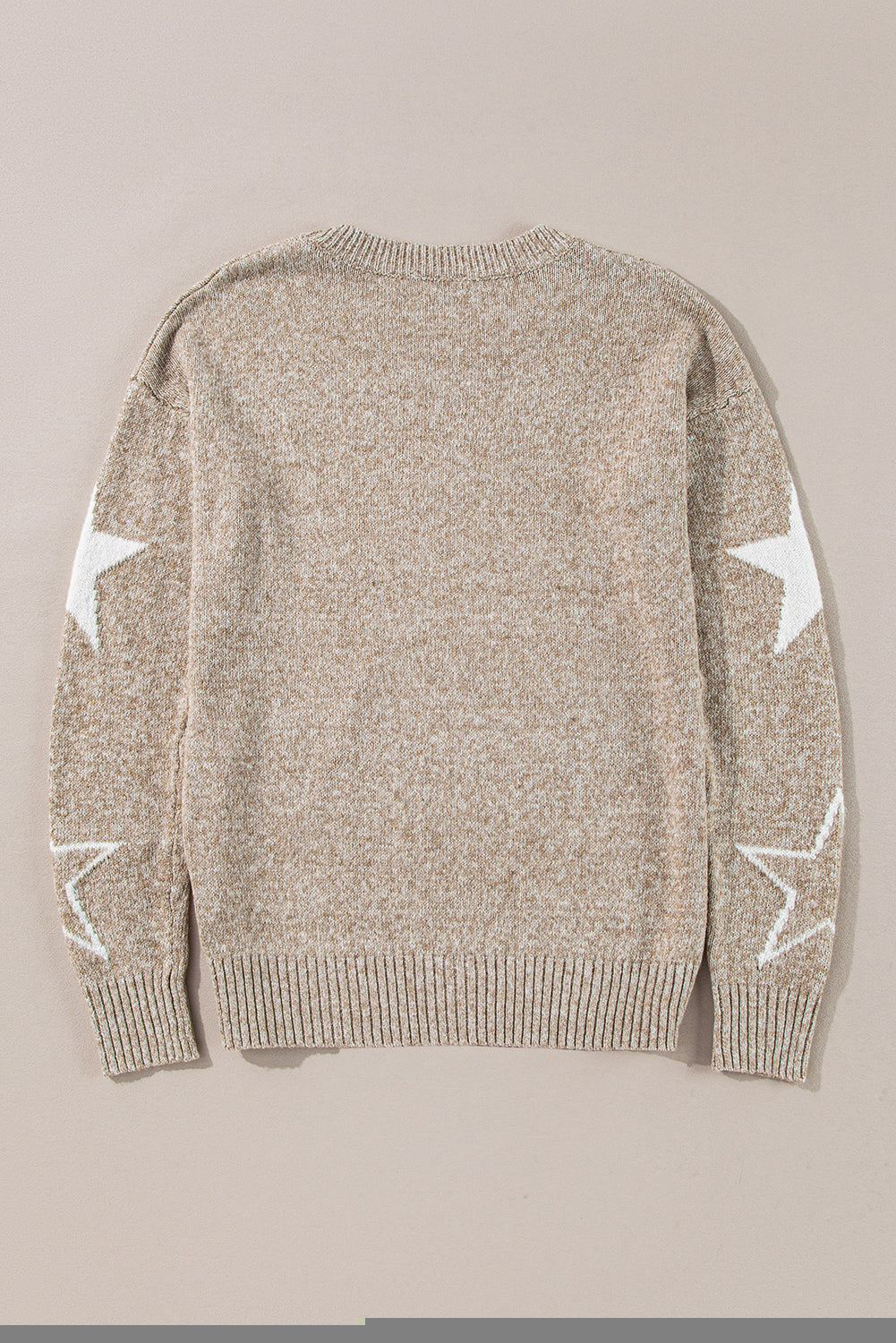 Khaki Star Pattern Drop Shoulder Sweater